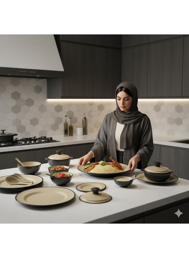 Master Gold Melamine Dinner Set 40 Pieces For 6 People Dishwasher Safe | Melamine Plates Set | Healthy Melamine Dinner Set - Image 3