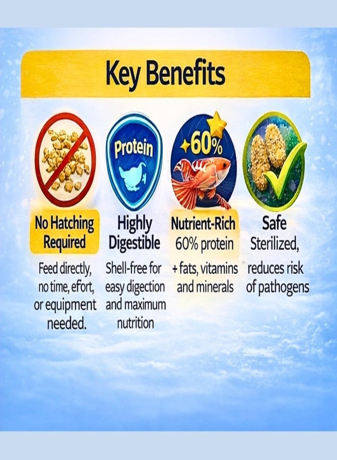 أرتيميا هوتش آند بيلي منزوعة القشرة، تغذية مباشرة، أكياس جافة 100%، 40 غرام، بيض روبيان مالح غني بالبروتين منزوع القشرة، للتغذية المباشرة، عبوة واحدة، لجميع مراحل الحياة. - Image 5