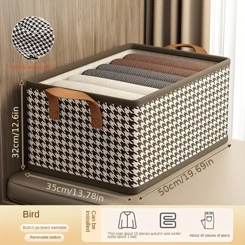 JUVIW Foldable Steel Frame Clothes Organizer Storage Box for Wardrobe Saree Shirts and Blankets 3 - Image 4