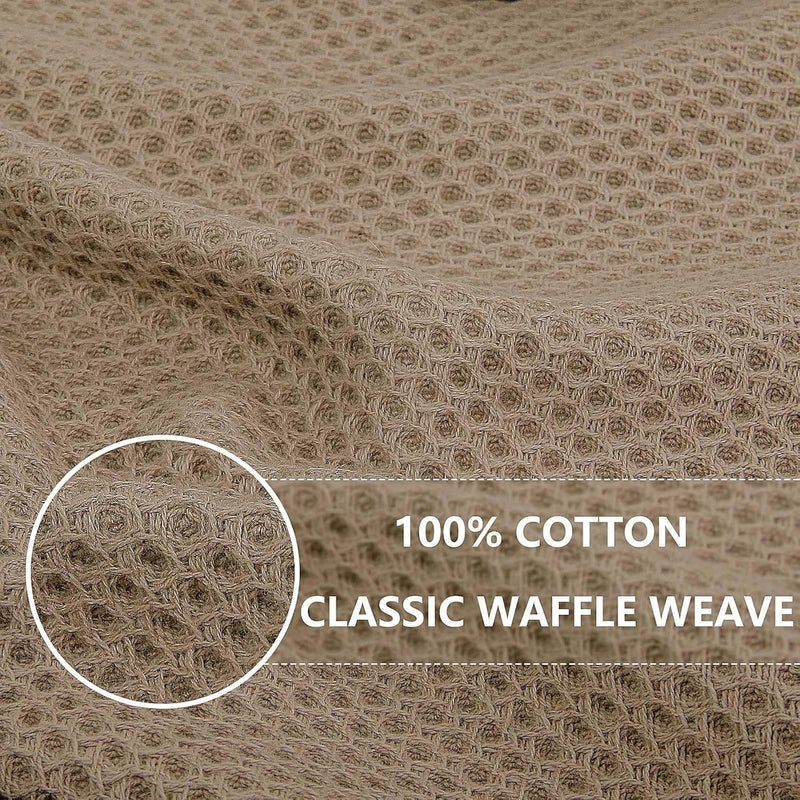 Homaxy 100% Cotton Waffle Weave Kitchen Dish Cloths, Ultra Soft Absorbent Quick Drying Dish Towels, 12 x 12 Inches, 6-Pack, Tan - Image 2