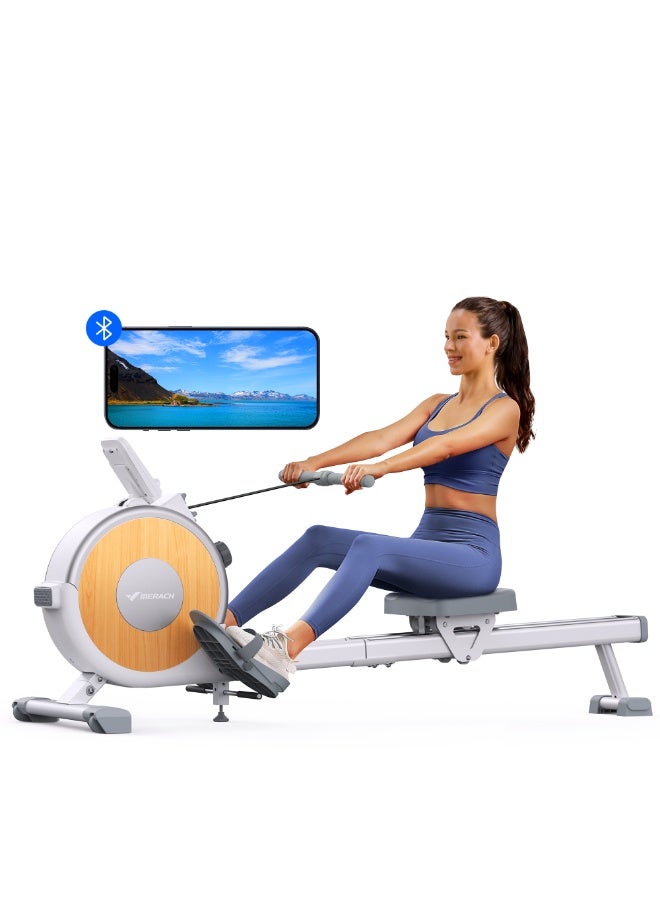 ميراتش آلات تجديف ميراش للاستخدام المنزلي، آلة تجديف مغناطيسية بـ 16 مستوى، آلة تجديف ذات مقاومة هادئة، سكة انزلاق مزدوجة بسعة وزن قصوى تصل إلى 350 رطلاً، متوافقة مع التطبيقات - Image 1