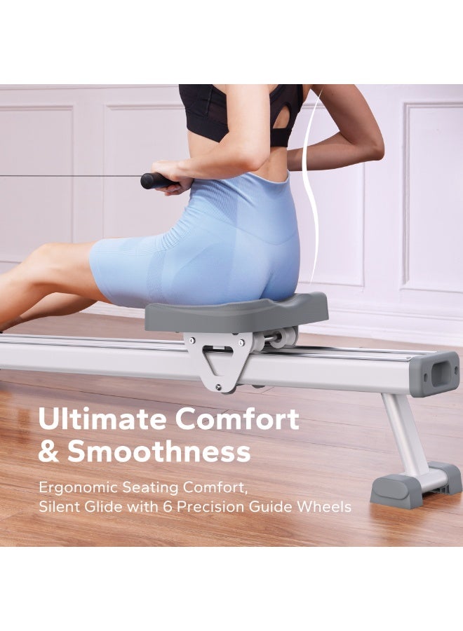 ميراتش آلات تجديف ميراش للاستخدام المنزلي، آلة تجديف مغناطيسية بـ 16 مستوى، آلة تجديف ذات مقاومة هادئة، سكة انزلاق مزدوجة بسعة وزن قصوى تصل إلى 350 رطلاً، متوافقة مع التطبيقات - Image 4