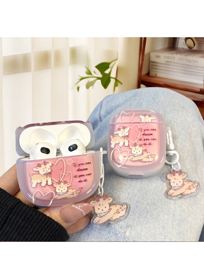 Shell Sister Qiaojiejie Airpods 1/2 Protective Case With Gradient Deer Design, Apple Earphone Cover With Pendant, Wireless Bluetooth Headphone Case, Shockproof Creative Painted High Transparency Shell - Image 3