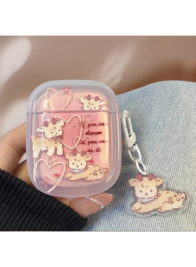Shell Sister Qiaojiejie Airpods 1/2 Protective Case With Gradient Deer Design, Apple Earphone Cover With Pendant, Wireless Bluetooth Headphone Case, Shockproof Creative Painted High Transparency Shell - Image 1
