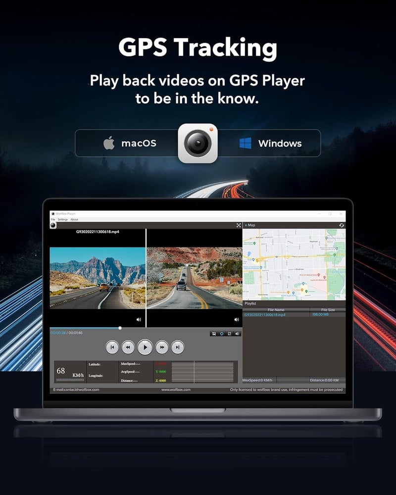 WOLFBOX G930 10'' 4K Rear View Mirror Dash Cam with 5.8GHz WiFi, GPS, and 64GB Card - Image 5
