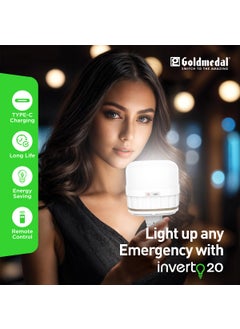 GOLD MEDAL Goldmedal Inverto 20 LED Rechargeable Lamp 20Watt Cool Daylight 6500K Pack of 1 with remote 2400mAh LiIon Recharchable Battery Energy Saving Up to 70 lumens per watt  - Image 2