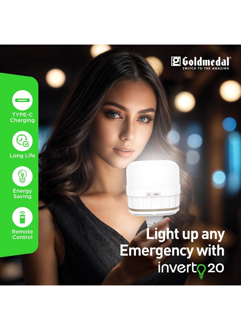 GOLD MEDAL Goldmedal Inverto 20 LED Rechargeable Lamp 20Watt Cool Daylight 6500K Pack of 1 with remote 2400mAh LiIon Recharchable Battery Energy Saving Up to 70 lumens per watt  - Image 2