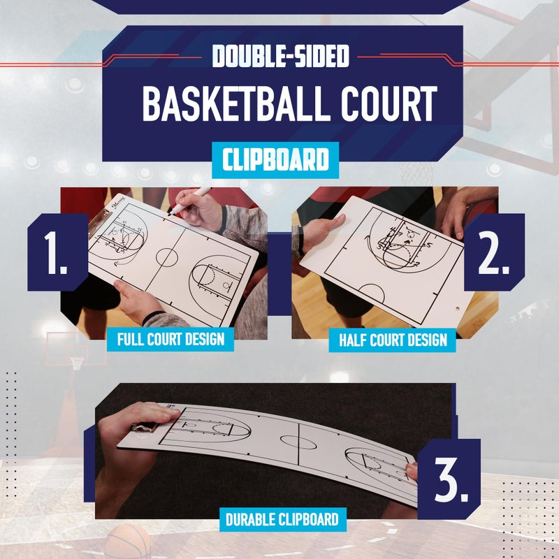 Murray Sporting Goods Dry Erase Coaches Clipboard | Double-Sided Dry Erase White Board (Basketball) - Image 3