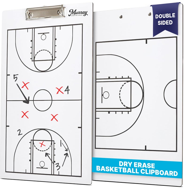 Murray Sporting Goods Dry Erase Coaches Clipboard | Double-Sided Dry Erase White Board (Basketball) - Image 1
