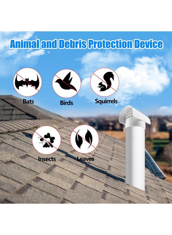 Bghdas 76001 Radon Vent Cap for 3-inch Schedule 40, Roof Vent Cover for PVC Pipe, Protects from Rain, Snow, Leaves and Animals, Protects Radon Fan Motor and Pipe, for Radon Fan Pipe/Flue Pipe/Roof Pipe - Image 4