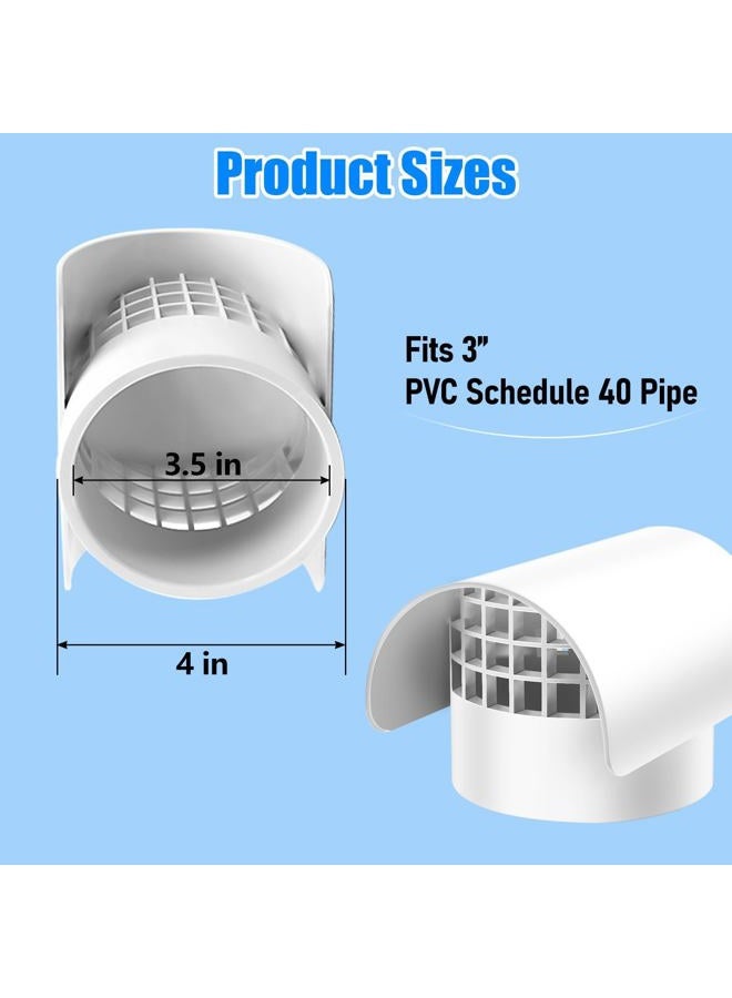 Bghdas 76001 Radon Vent Cap for 3-inch Schedule 40, Roof Vent Cover for PVC Pipe, Protects from Rain, Snow, Leaves and Animals, Protects Radon Fan Motor and Pipe, for Radon Fan Pipe/Flue Pipe/Roof Pipe - Image 2
