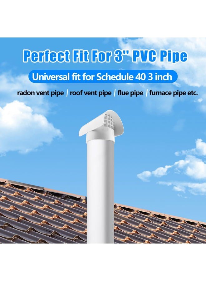 Bghdas 76001 Radon Vent Cap for 3-inch Schedule 40, Roof Vent Cover for PVC Pipe, Protects from Rain, Snow, Leaves and Animals, Protects Radon Fan Motor and Pipe, for Radon Fan Pipe/Flue Pipe/Roof Pipe - Image 5