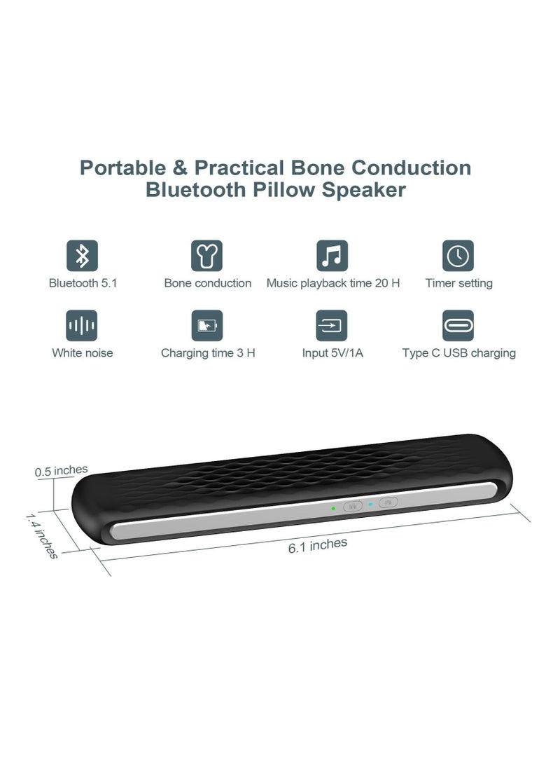 Generic - Pillow Speaker Bone Conduction Stereo, Mini Portable Bluetooth Sleep Speaker, Insomnia White Noise Machine, for Deep Sleeping, Side Sleepers (Black) - Image 1