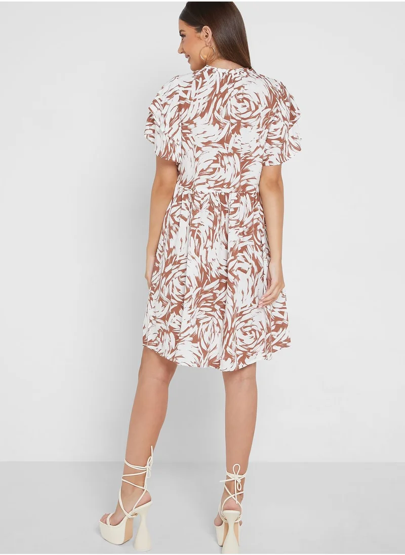 VERO MODA Ruffle Detail Printed Dress