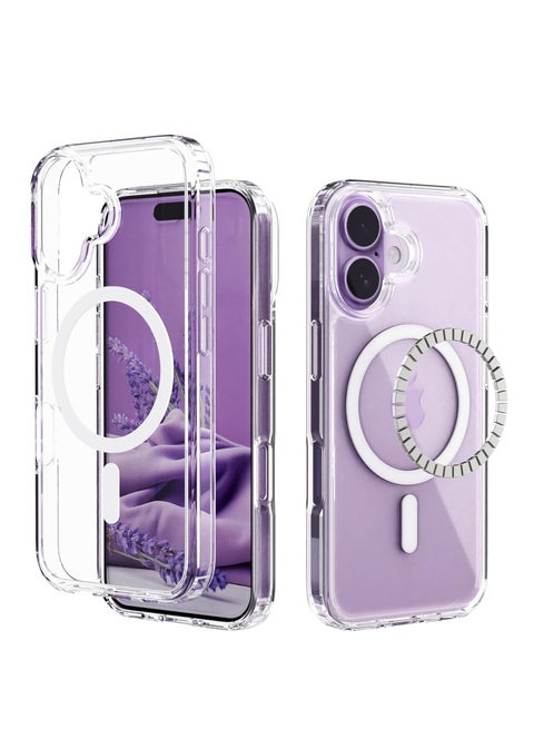 Magnetic Cover Compatible with iPhone 17 Transparent Hard PC Anti-Scratch Shockproof Case with Bumper in Flexible Soft TPU Transparent.