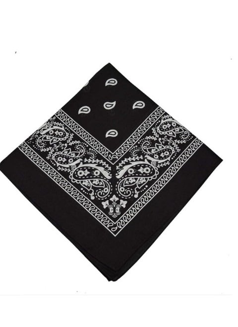 Paisley design polyester bandana, black - unisex for summer