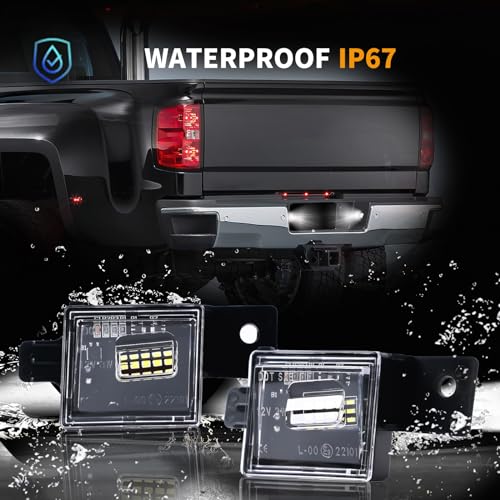 DERMOKA LED License Plate Lights For 2014-2025 Chevy Silverado GMC Sierra 1500 2500HD 3500HD Tag Lamp Assembly, 6000K White 2PCS - Image 5
