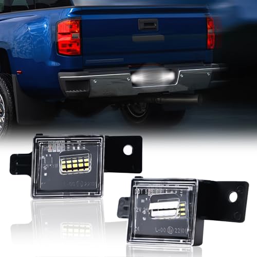 DERMOKA LED License Plate Lights For 2014-2025 Chevy Silverado GMC Sierra 1500 2500HD 3500HD Tag Lamp Assembly, 6000K White 2PCS - Image 1