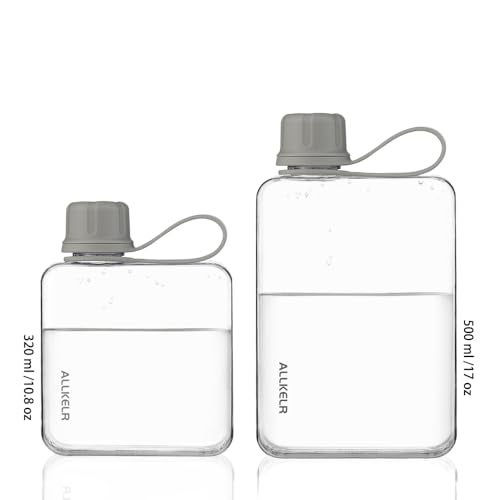 ALLKELR Portable Flat Water Bottle,BPA Free Reusable Tritan Plastic Travel Water Bottle Cup,Lightweight Leakproof Slim Water Bottle Fits Purse,Backpacking, Hiking (Gray, 17 oz) - Image 4