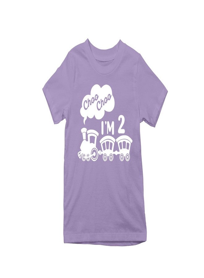 CBTwear تيشيرت CBTwear Choo Choo I'm Two للأطفال الصغار - تيشيرت مرح مستوحى من القطار للاحتفال بعيد الميلاد الثاني للأطفال (مقاس 2T، لون لافندر) - Image 1