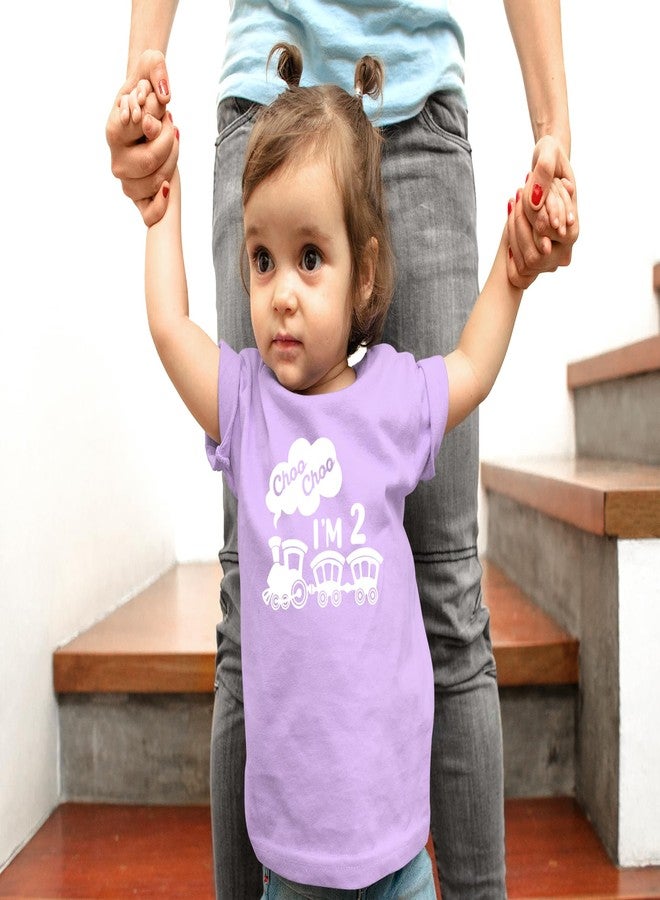 CBTwear تيشيرت CBTwear Choo Choo I'm Two للأطفال الصغار - تيشيرت مرح مستوحى من القطار للاحتفال بعيد الميلاد الثاني للأطفال (مقاس 2T، لون لافندر) - Image 2