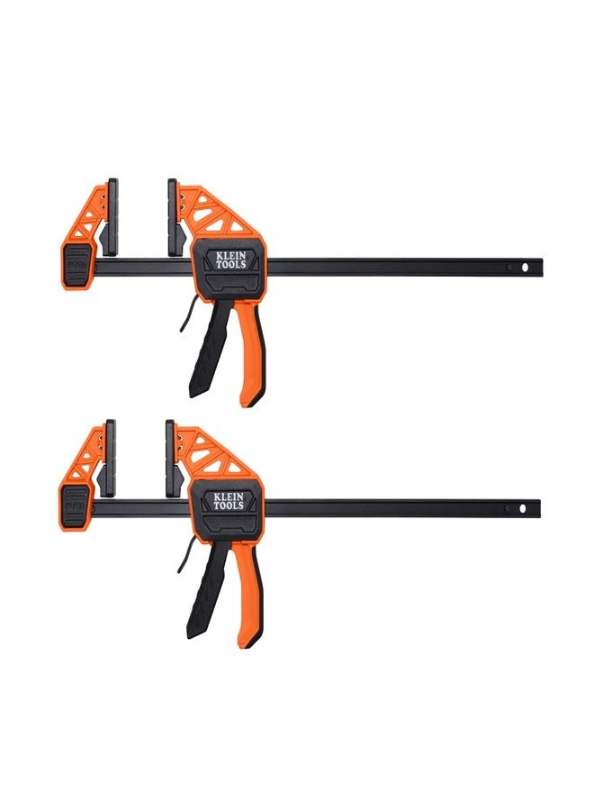 Klein Tools 47551 Speed-Klamp 12-Inch, Clamp/Spreader 2 Pack, 150-Pound Clamping Force, One-Handed-Operation for Woodworking and Metal Projects - Image 1