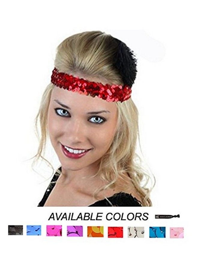 Kenz Laurenz Sequin Headbands Elastic Stretchy Headband For Girls Kids Women Flapper Roaring 20S Great 1920S Hair Band Cute Princess Head Bands (Gold)  - Image 5