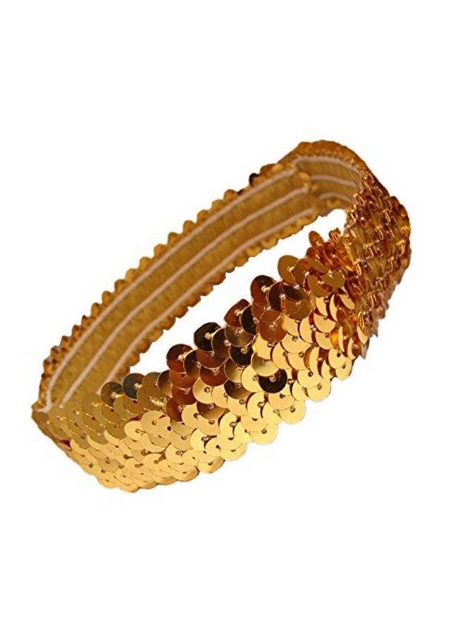 Kenz Laurenz Sequin Headbands Elastic Stretchy Headband For Girls Kids Women Flapper Roaring 20S Great 1920S Hair Band Cute Princess Head Bands (Gold)  - Image 3