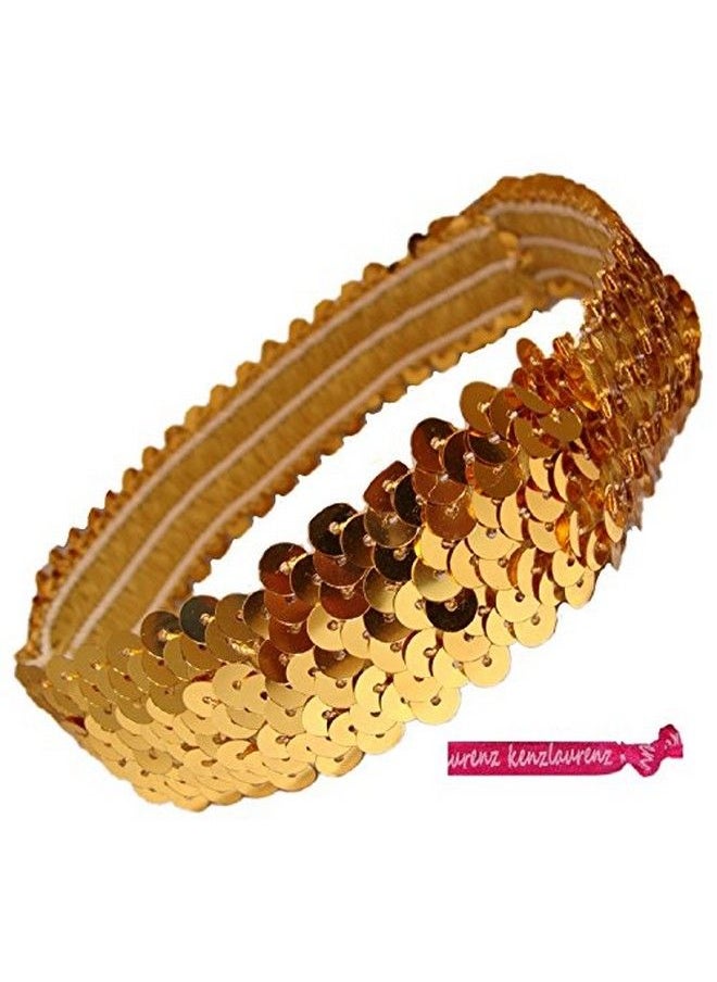 Kenz Laurenz Sequin Headbands Elastic Stretchy Headband For Girls Kids Women Flapper Roaring 20S Great 1920S Hair Band Cute Princess Head Bands (Gold)  - Image 4