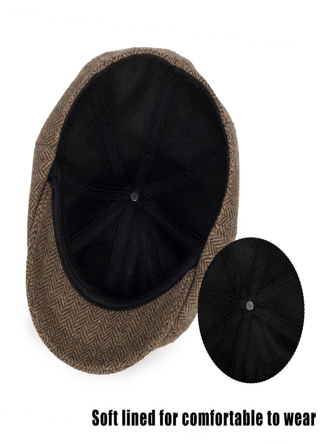 CXQRR Kids Boys Wool Newsboy Cap for 4-9 Years - Vintage Tweed Flat Beret Cabbie Hat for Toddler Boys Girls Pageboy Dark Khaki - Image 4
