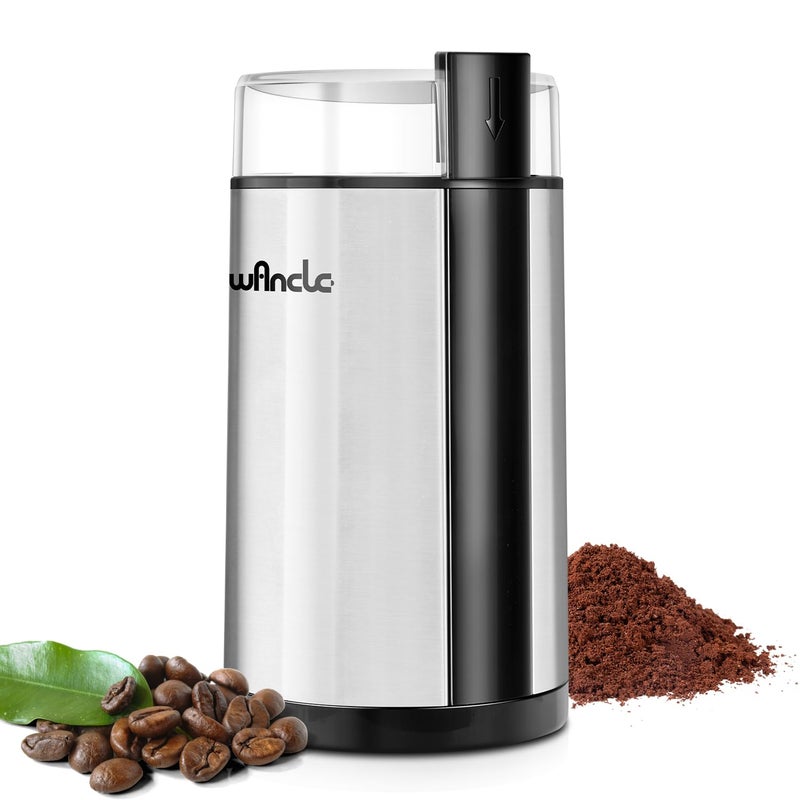 wancle Coffee Grinder Wancle Electric Coffee Grinder Quiet Spice Grinder One Touch Coffee Mill for Beans Spices and More with Clean Brush Stainless Steel
