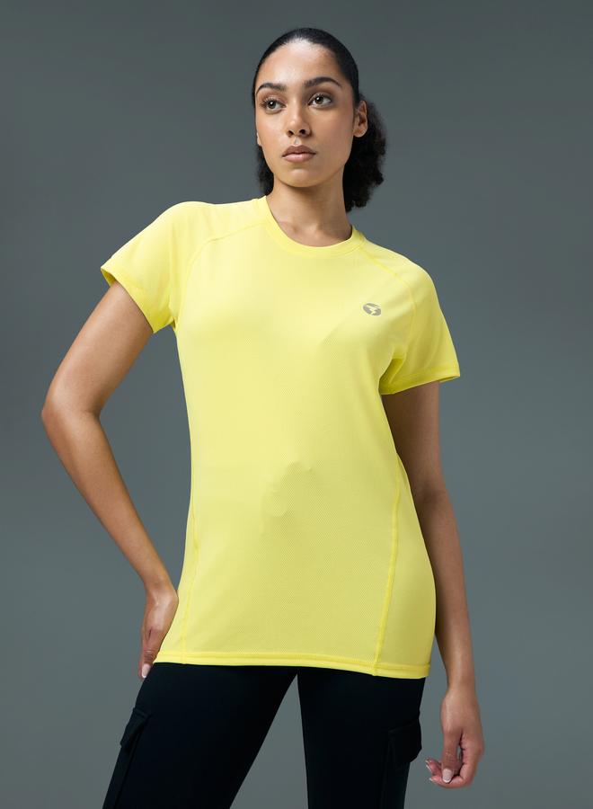 Technosport Women Solid Slim Fit Crew Neck T-Shirt - Image 1