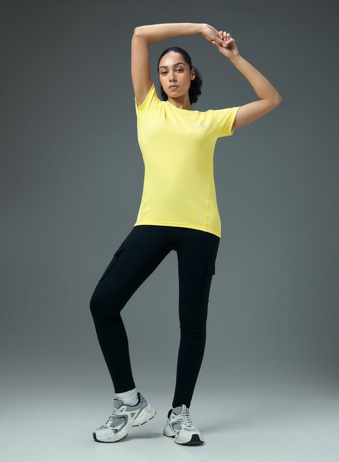 Technosport Women Solid Slim Fit Crew Neck T-Shirt - Image 2