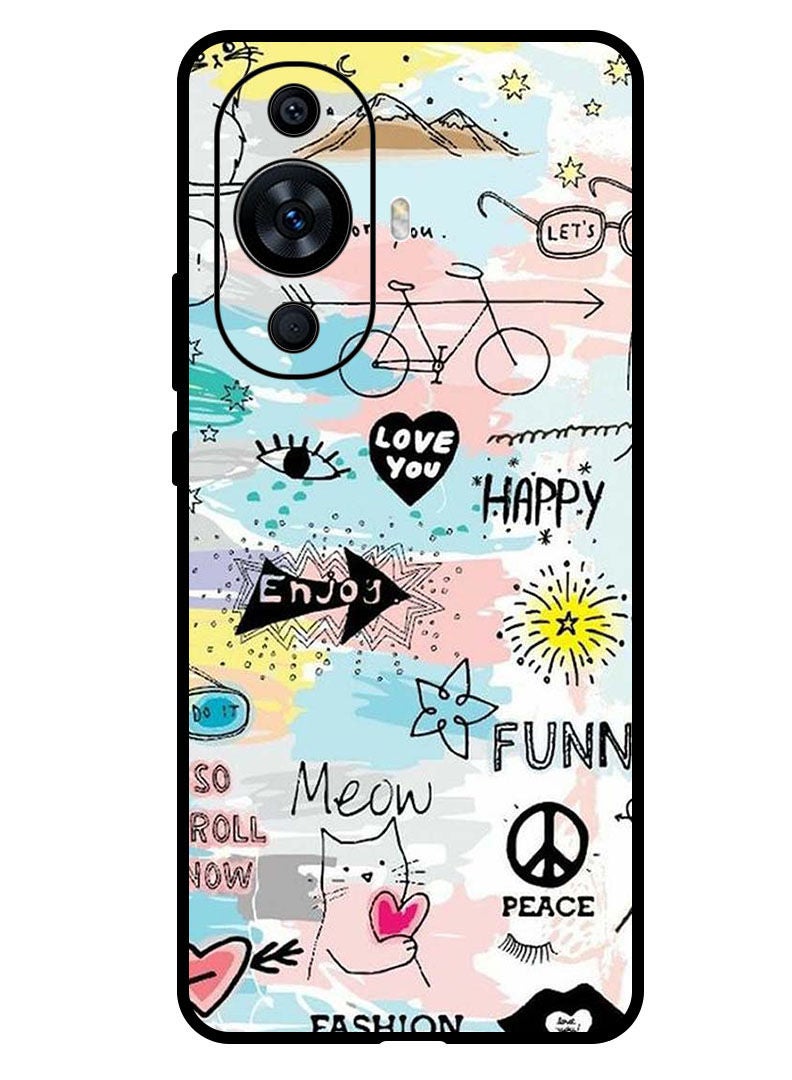 Theodor Protective Case Anti Scratch Shock Proof Bumper Cover For Huawei Nova 11 Doodle Art - Image 1