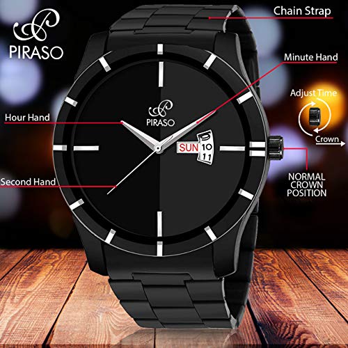 PIRASO Stainless Steel Analogue Men's Watch Vills Black Dial - Image 2
