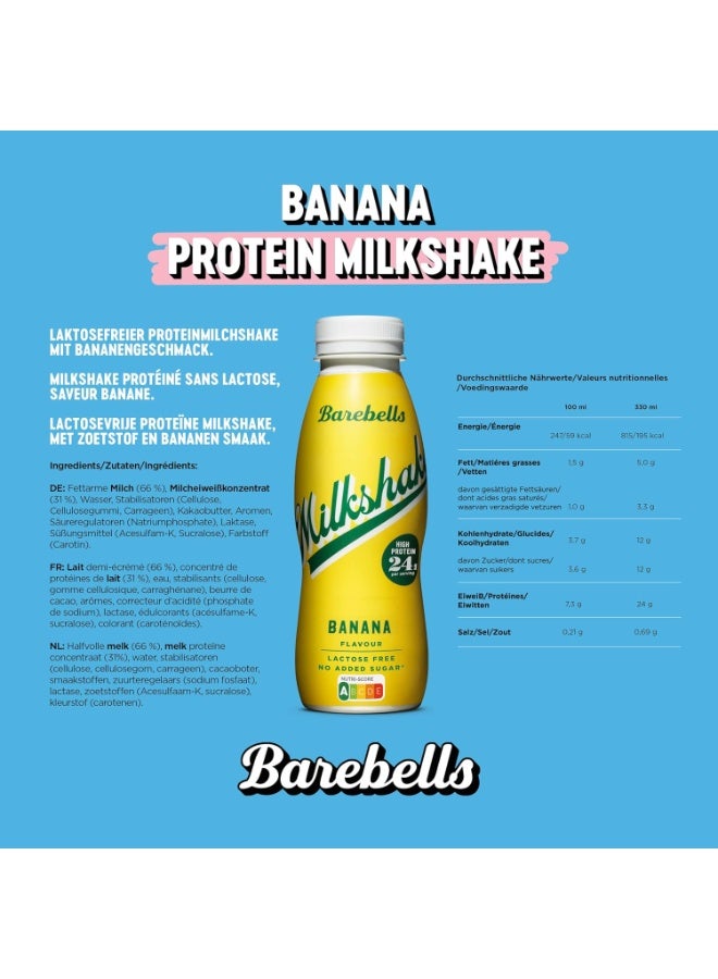 Barebells Protein Milkshake 8 x 330ml Bottles| High Protein Shake | No Added Sugar | Lactose Free| 24g of Protein | Delicious Creamy Flavour (Banana) - Image 3