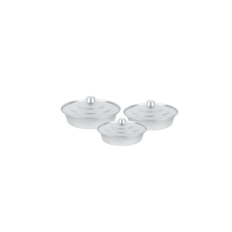 A set of 3 pieces of aluminum Round oven trays with a lid - Image 3