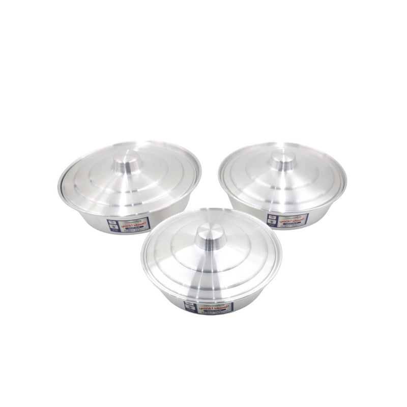 A set of 3 pieces of aluminum Round oven trays with a lid - Image 4