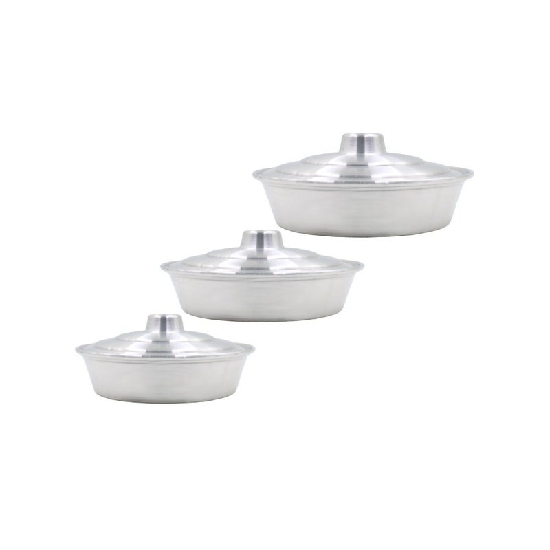 A set of 3 pieces of aluminum Round oven trays with a lid - Image 2