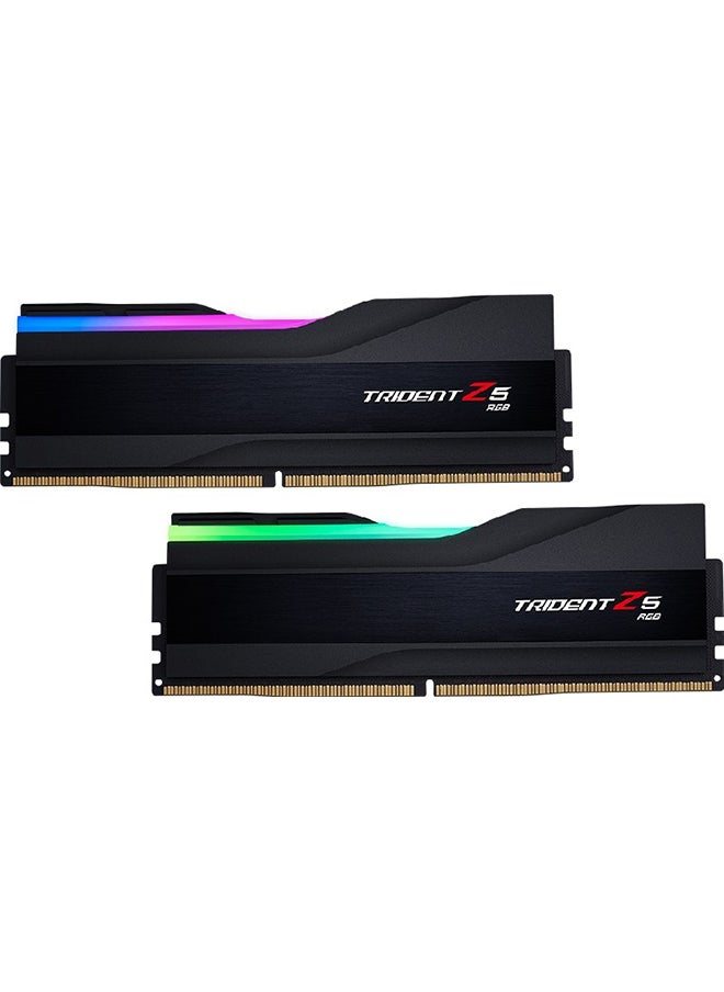 G.Skill - Trident Z5 RGB DDR5 Memory, 32GB (2x16GB) Capacity, 6400MHz Tested Speed, CL32-39-39-102 Latency, 1.40 Voltage, Unbuffered, Non-ECC, Intel XMP 3.0, Black | F5-6400J3239G16GX2-TZ5RK - Image 1