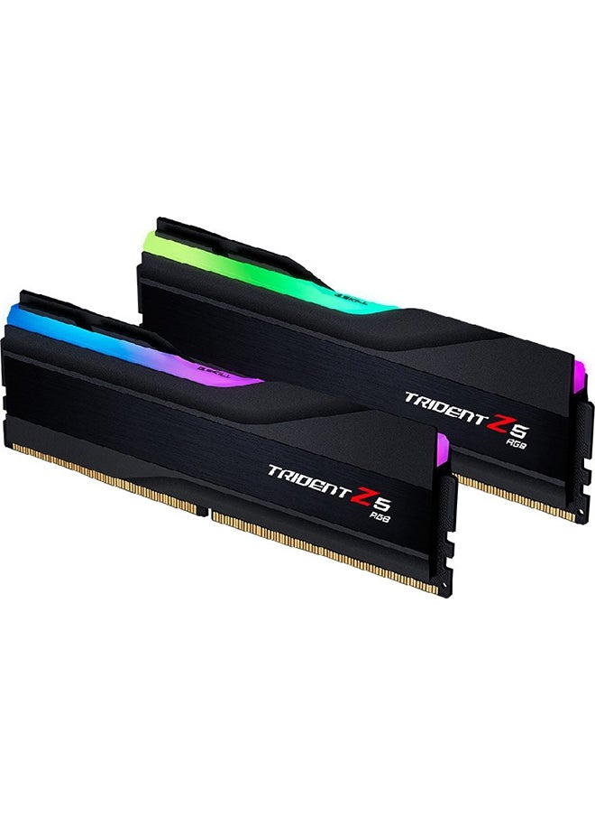 G.Skill - Trident Z5 RGB DDR5 Memory, 32GB (2x16GB) Capacity, 6400MHz Tested Speed, CL32-39-39-102 Latency, 1.40 Voltage, Unbuffered, Non-ECC, Intel XMP 3.0, Black | F5-6400J3239G16GX2-TZ5RK - Image 1