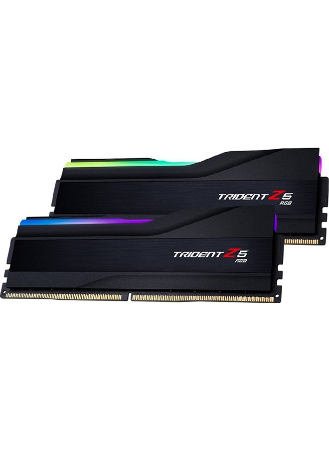 G.Skill - Trident Z5 RGB DDR5 Memory, 32GB (2x16GB) Capacity, 6400MHz Tested Speed, CL32-39-39-102 Latency, 1.40 Voltage, Unbuffered, Non-ECC, Intel XMP 3.0, Black | F5-6400J3239G16GX2-TZ5RK - Image 1