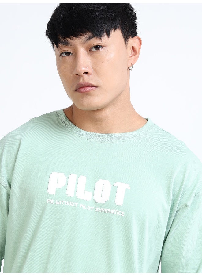 QUCO Green Oversized Printed T-Shirt for Men - Image 2