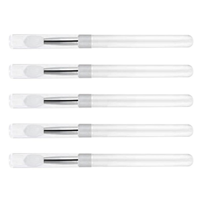 5pcs Handle Silicone Lip Brush Set with Lids, Flexible Makeup Tool for Lipstick, Eyeshadow Application and Lip Mask, Portable Cosmetic Accessory for Professional Use - Image 1