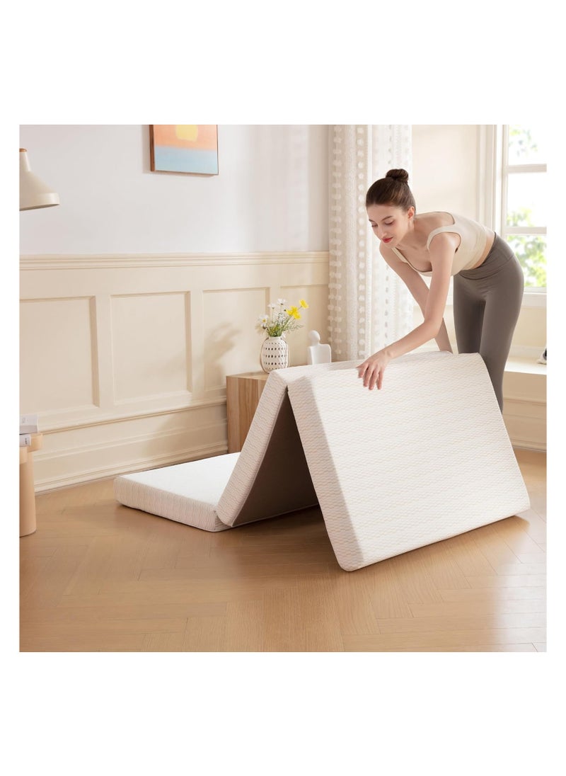 Comfy - Comfy White Folding Medicated Portable Classic Knitted Cotton Mattress 180x90x7Cm - Image 1