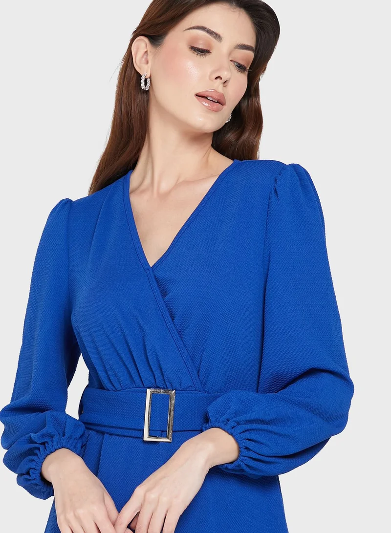 ELLA Puff Sleeve Belted Dress
