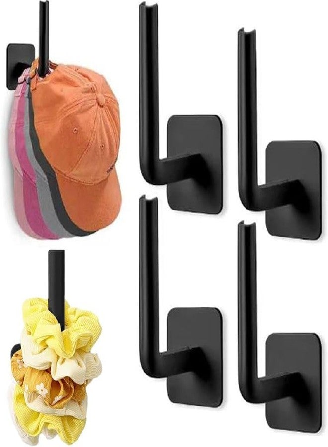 JIGVA Hat Rack for Wall Hat Organizer, Hat Racks for Baseball Caps Strong Adhesive Hooks for Hat Organizer Stainless Steel Hat Hanger Use Wall Hole for Door, Pack of 4 - Image 1