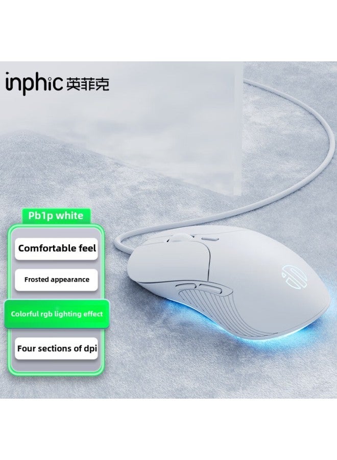 British Fick B1 Wired Gaming Mouse 6-key B8 Girls Version Silent Macro Programming Luminous Office Gaming Mouse-Color:White PB1 Enhanced Version-Interface:Official Standard - Image 5