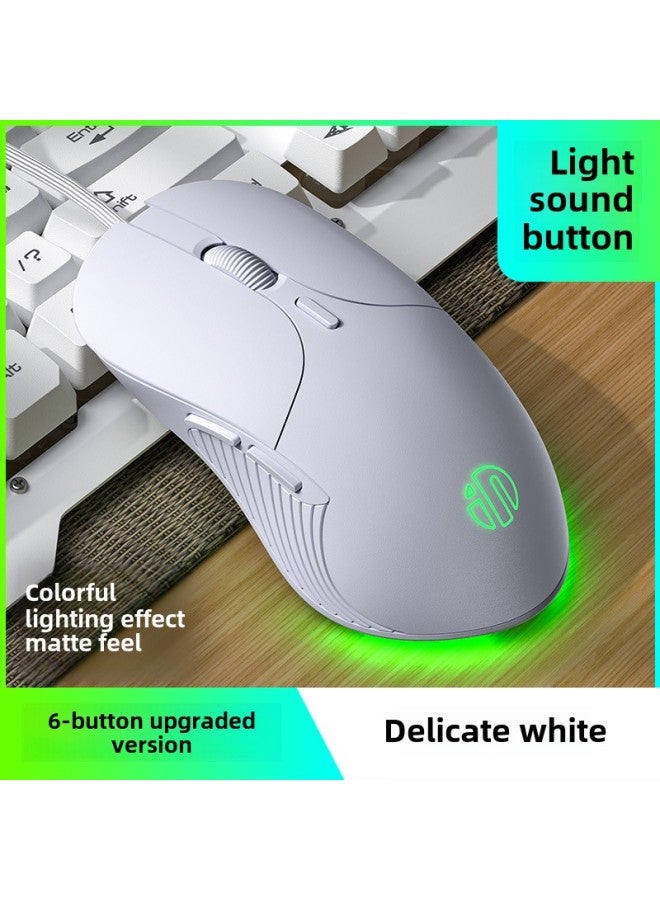 British Fick B1 Wired Gaming Mouse 6-key B8 Girls Version Silent Macro Programming Luminous Office Gaming Mouse-Color:White PB1 Enhanced Version-Interface:Official Standard - Image 1