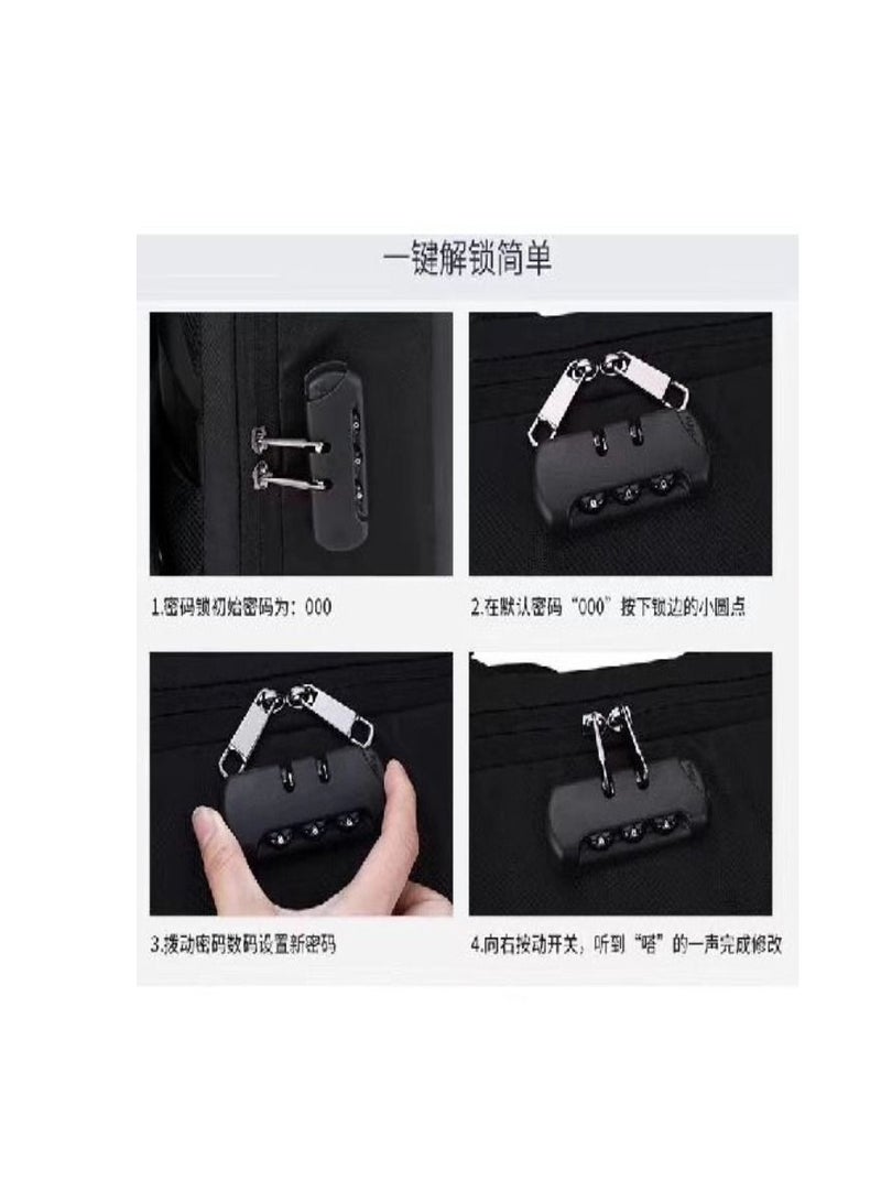 Leather Face Bag Anti-Theft (with A Lock) Design For Travel & Trip Bag + USB PORT  - Image 3
